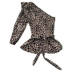 Leopard Print One-Shoulder Top Medium